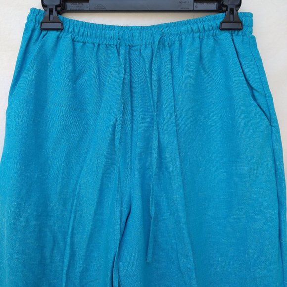 Erin London Blue Silk Linen Capris - Small - Picture 3 of 7